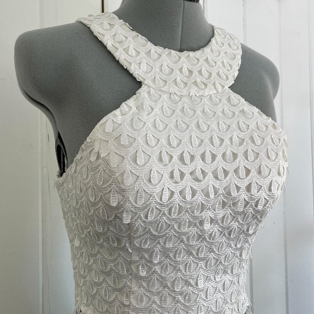 ✨Host Pick ✨Desiree Hartsock White Guipure Lace Halter Bridal Top | Size 6